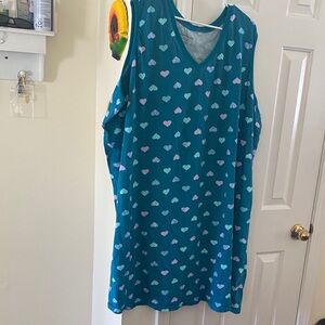 Teal Heart Pattern Sleeveless Dress